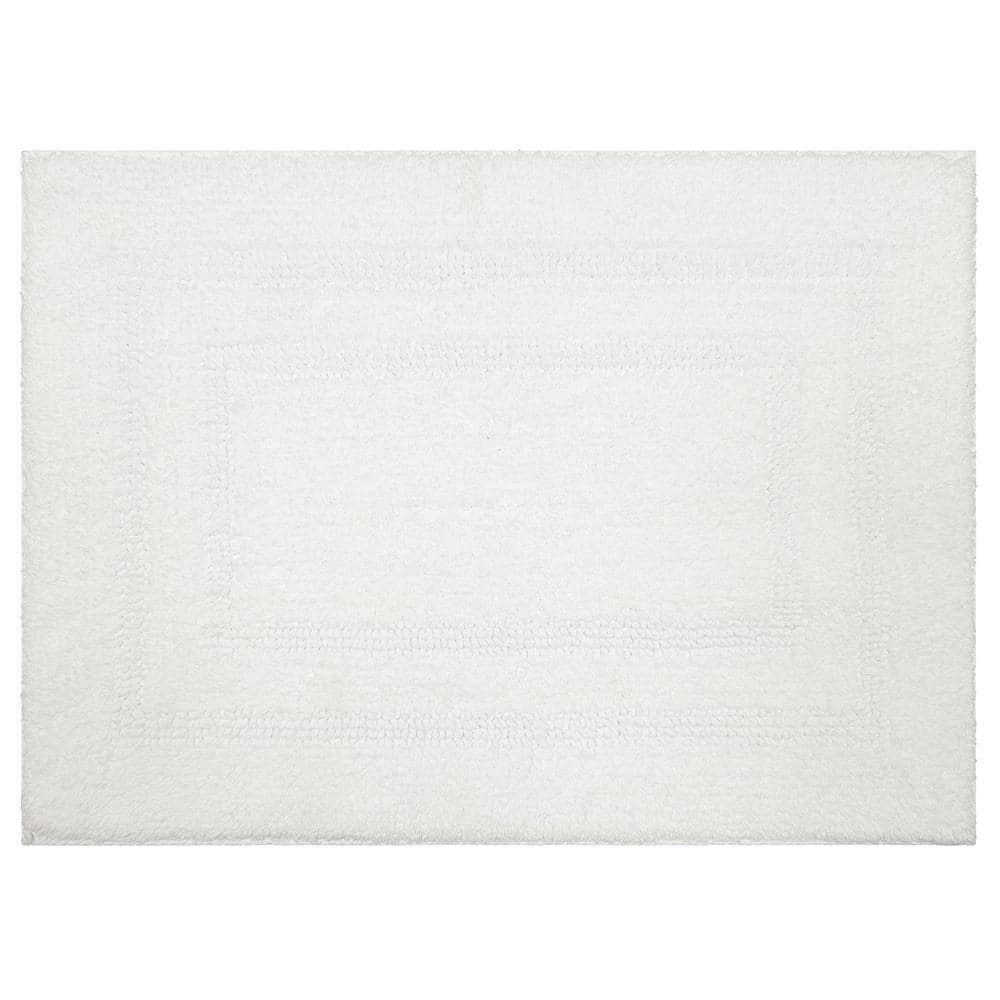 Mohawk Home Cotton Reversible White 21 in. x 34 in. White Cotton Machine Washable Bath Mat