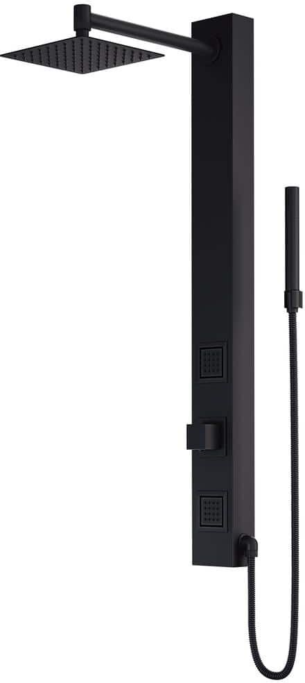 VIGO Orchid 39 in. H x 4 in. W 2-Jet Shower Panel System with Adjustable Square Head and Hand Shower Wand in Matte Black