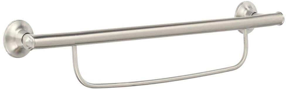 MOEN Home Care 24 in. x 1 in. Screw Grab Bar with Integrated Towel Bar in Brushed Nickel