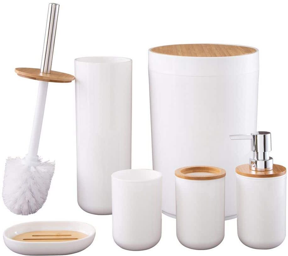 Home-Complete 6-Piece Bathroom Accessories Set Complete Set in White