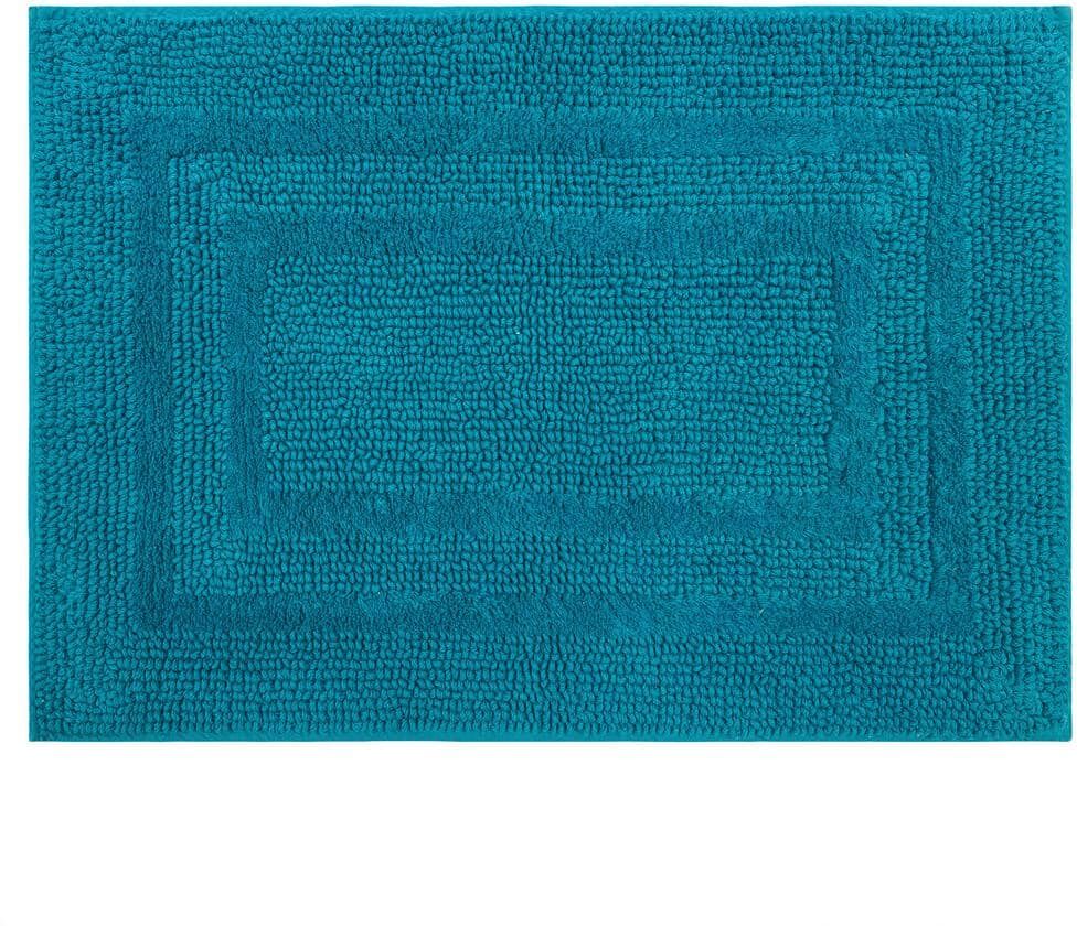 Mohawk Home Cotton Reversible Fiesta Teal 17 in. x 24 in. Blue Cotton Machine Washable Bath Mat