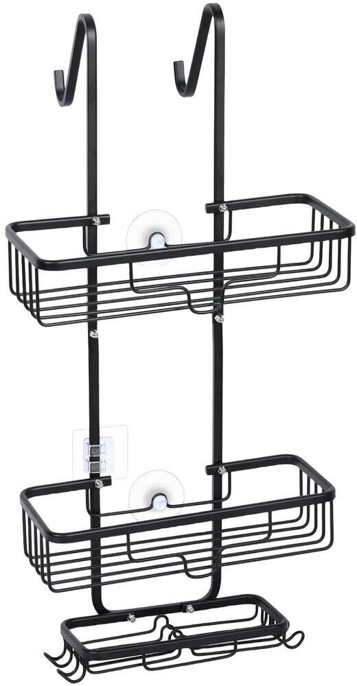 Oumilen Over the Door Shower Caddy, 3-Tier Hanging Shower Organizer Shelf, Black