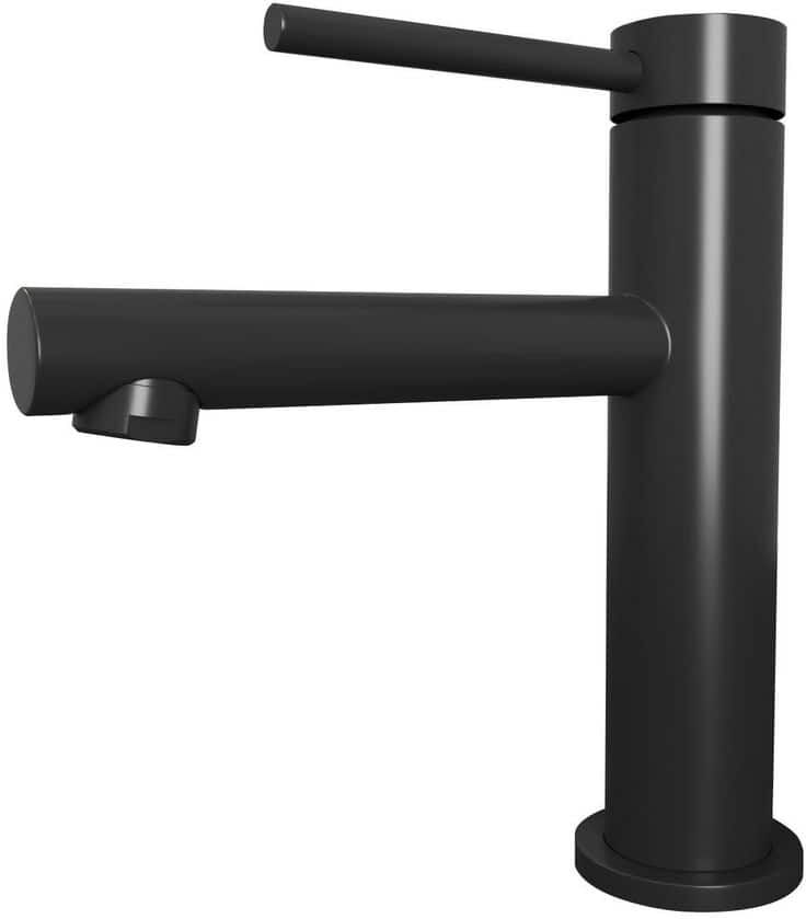 HOMEMYSTIQUE Single Handle Single Hole Bathroom Faucet with Supply Lines in Black