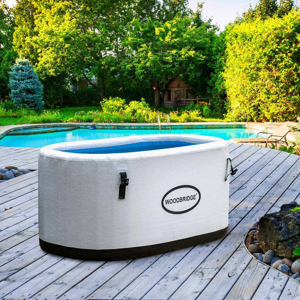 WOODBRIDGE 1-Person Inflatable Cold plunge Ice Bath Tub/Hot Tub with PVC Insulated Lid, Hand Pump and Repair Kit Included