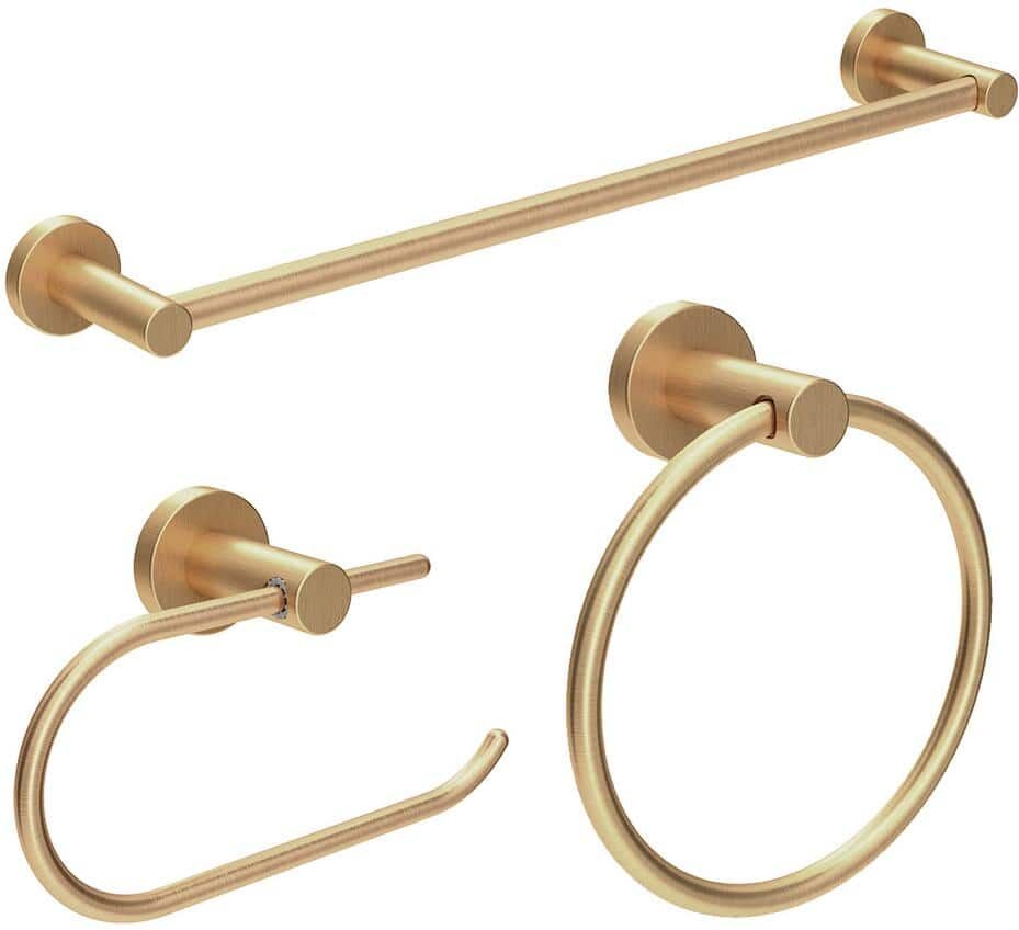 Symmons Dia 3-Piece Bath Hardware Set with Toilet Paper Holder, Towel Bar/Rack, Hand Towel Holder in Brushed Bronze