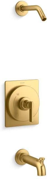 KOHLER Castia By Studio McGee Rite-Temp Bath And Shower Trim Kit Without Showerhead in Vibrant Brushed Moderne Brass