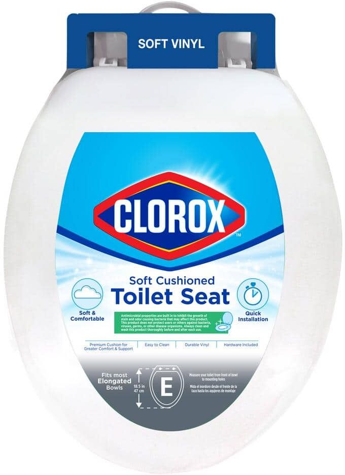 Clorox Elongated Closed Front Soft Vinyl Toilet Seat in White with Easy-Off Hinges