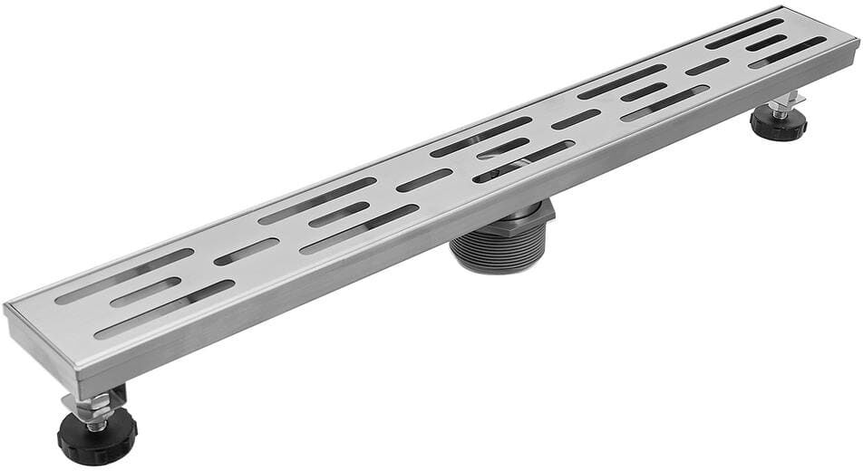 BWE 24 in. Stainless Steel Linear Shower Drain with Slot Pattern Drain Cover in Brushed Nickel