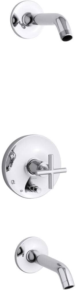 KOHLER Purist 1-Handle Wall-Mount Trim Kit with Push Button Diverter in Polished Chrome (Valve Not Included)