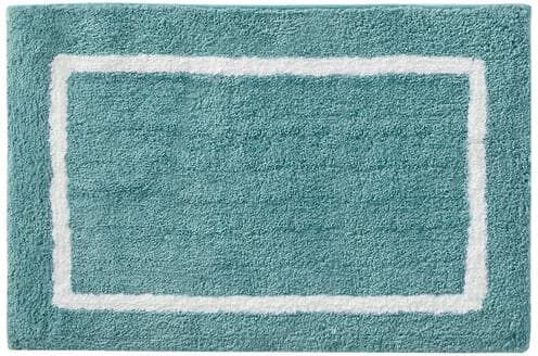 Madison Park Renu 21 in. x 34 in. Aqua Green Reversible High Pile Tufted Microfiber Rectangle Bath Rug