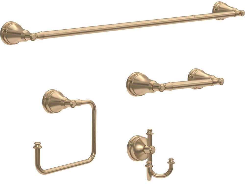 Delta Mylan 4-Piece Bath Hardware Set with 24 in. Towel Bar, Toilet Paper Holder, Towel Ring, Towel Hook in Champagne Bronze