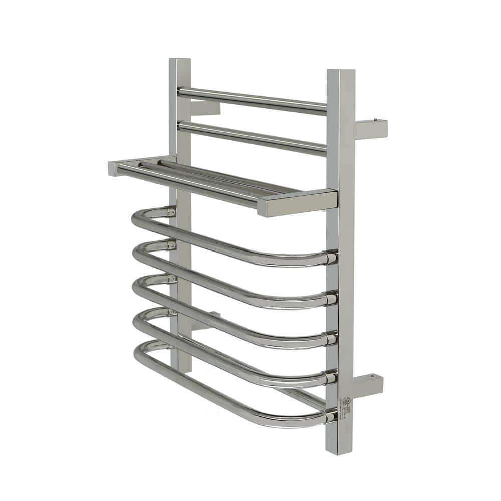 WarmlyYours 7-Bar Maui Towel Warmer, Hardwired, Polished Stainless Steel