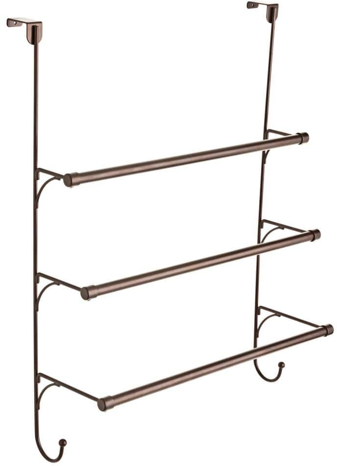 Franklin Brass Over-the-Door 3-Bar Towel Holders w/ Hooks Towel Rack in Bronze