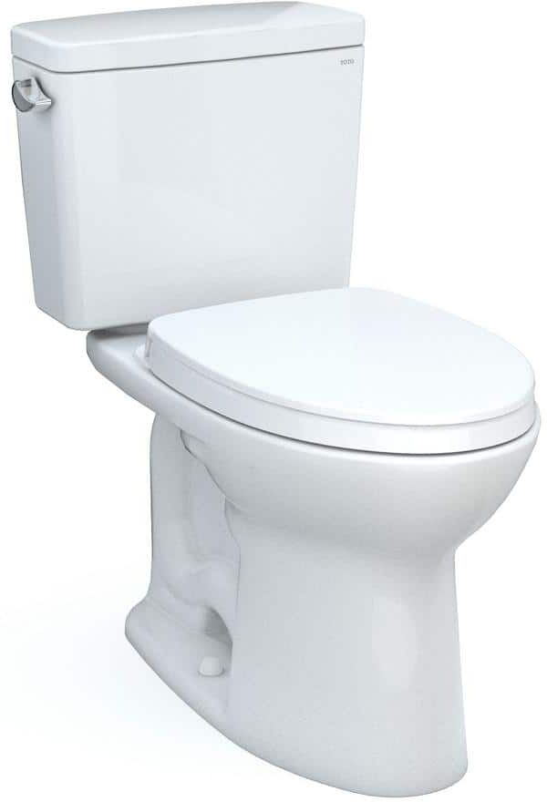 TOTO Drake 2-Piece 1.6 GPF Single Flush Elongated ADA Comfort Height Toilet in Cotton White, SoftClose Seat Included