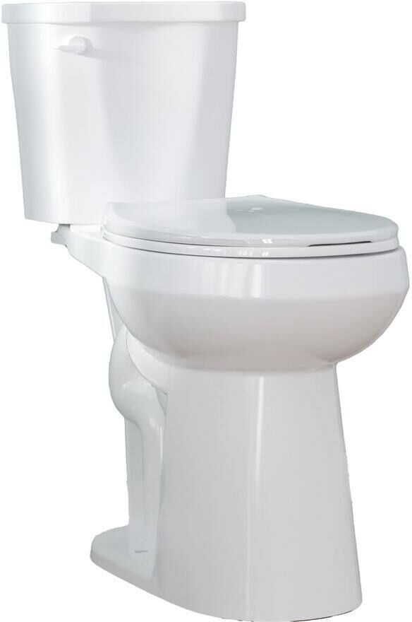 HOMLYLINK 21 in. Tall 2-Piece Toilet 1.28 GPF Single Flush Round Toilet in White Map Flush 1000g Soft-Close 12 in. Rough in