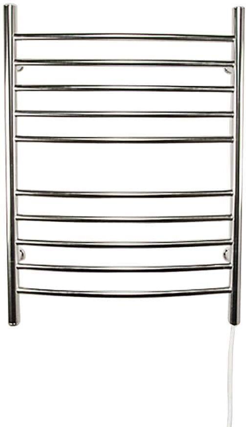 Amba Radiant Curved 10-Bar Plug-In Electric Towel Warmer in Polished Stainless Steel