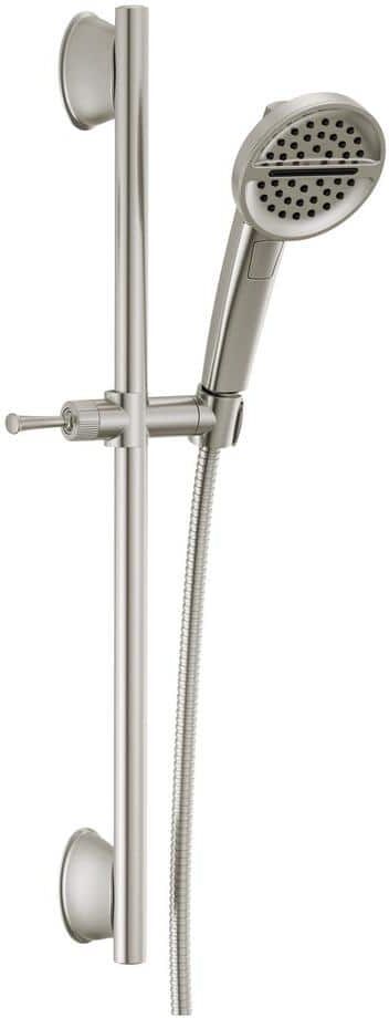 Delta 3-Spray Patterns 1.75 GPM 2.81 in. Wall Mount Handheld Shower Head with Slide Bar in Lumicoat Stainless