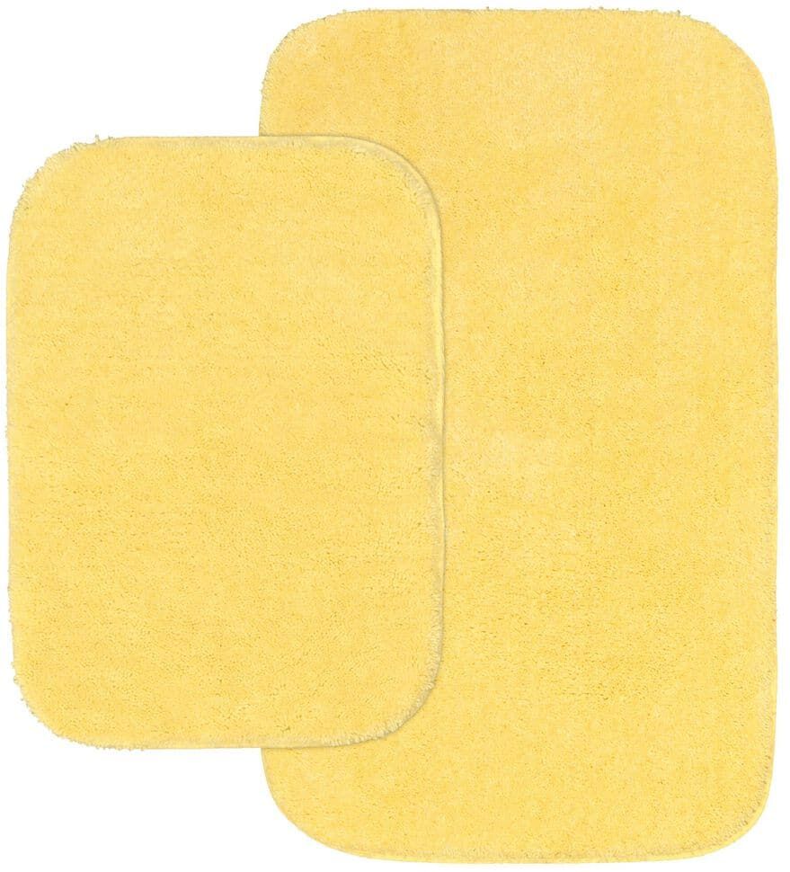 Garland Rug Traditional Rubber Ducky Yellow 21 in. x 34 in. Solid Plush Nylon 2-Piece Bath Mat Set