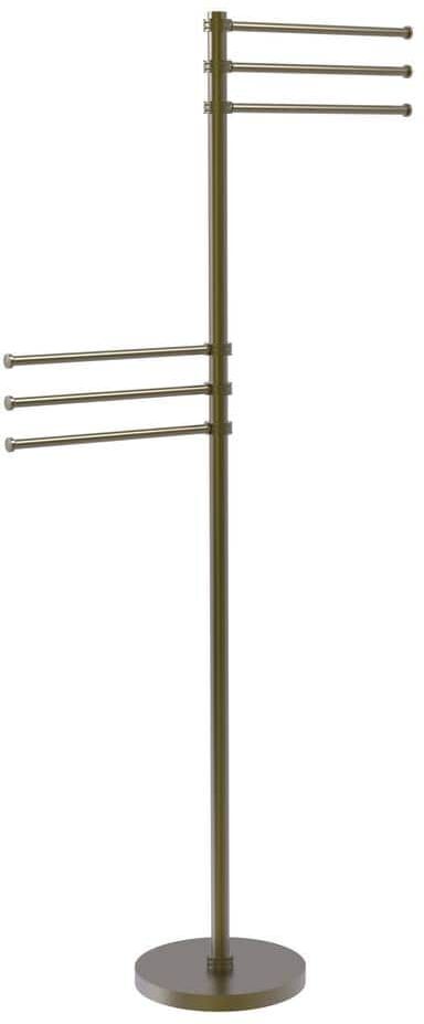 Allied Towel Stand with 6-Pivoting 12 in. Arms in Antique Brass