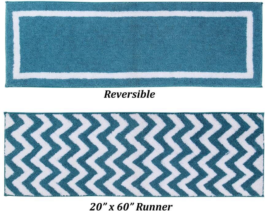 Better Trends Pegasus Collection Aqua 20 in. x 60 in. 100% Polyester Bath Rug