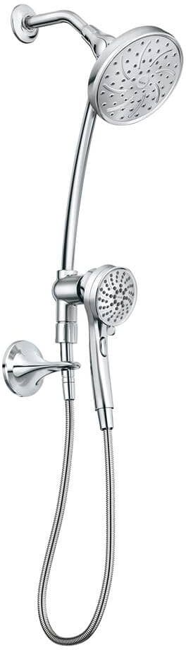 MOEN Attract Magnetix 6-Spray 6.75 in. Dual Wall Mount Fixed and Handheld Shower Heads 1.75 GPM with Slidebar in Chrome