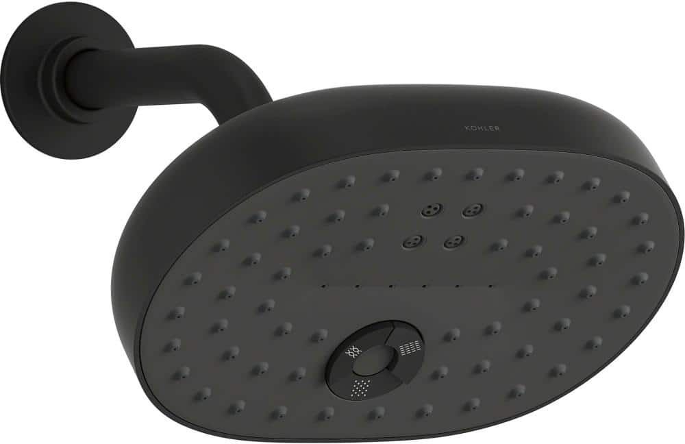 KOHLER Statement 3-Spray Patterns with 2.5 GPM 8 in. Wall Mount Fixed Shower Head in Matte Black