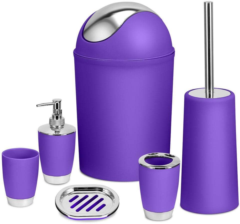 Dyiom Bathroom Accessories Set 6 Pcs Bathroom Set Purple