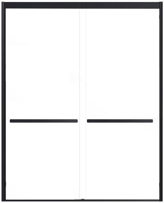 Vanity Art 60 in. W x 76 in. H Sliding Framed Shower Door in Matte Black with with Explosion Proof Clear Glass