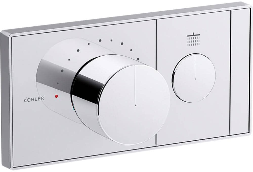 KOHLER Anthem 1-Outlet Thermostatic Valve Control Panel with Recessed Push-Button in Polished Chrome