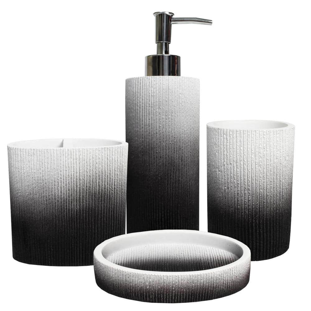 Sweet Home Collection Urbana 4-Piece Bathroom Accessory Set (Soap Pump, Tumbler, Toothbrush Holder and Soap Dish)