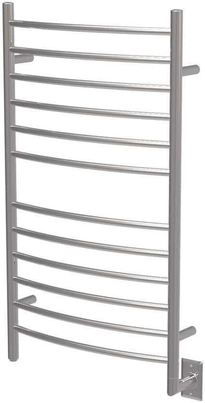 Amba Radiant Large Curved 12-Bar Hardwired Electric Towel Warmer in Polished Stainless Steel