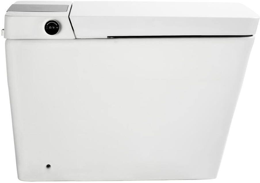 Logmey Smart 1-Piece 1.32 GPF Auto Single Flush Square Toilets in White with Heated Bidet Seat, Warm Dryer,Remote Control