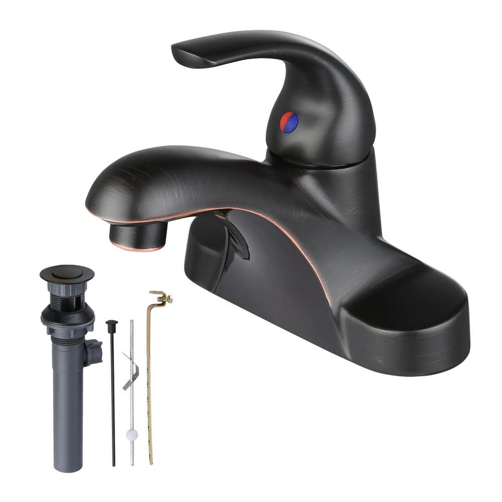 ARCORA 4 in. Centerset Single Handle Low Arc Bathroom Faucet with Drain Kit Included in Oil Rubbed Bronze