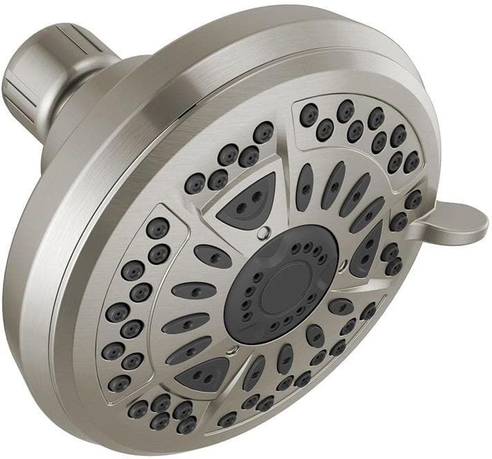 Delta 6-Spray Patterns 1.75 GPM 4.38 in. Wall Mount Fixed Shower Head in Spotshield Brushed Nickel