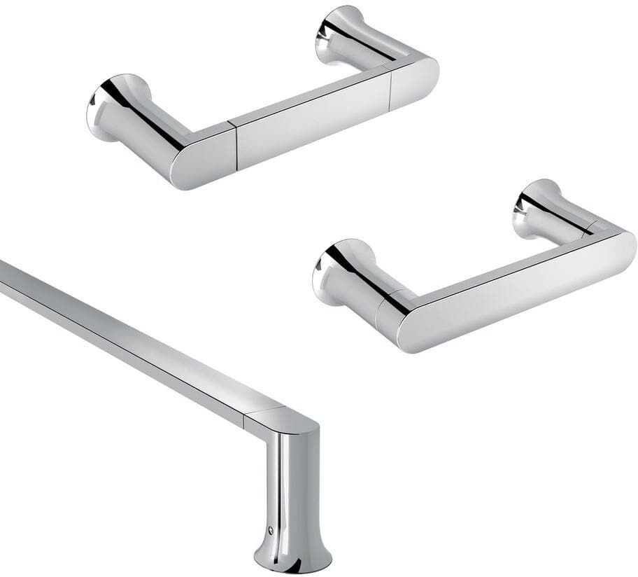 MOEN Genta LX 3-Piece Bath Hardware Set with 18 in. Towel Bar, Hand Towel Bar, and Toilet Paper Holder in Chrome