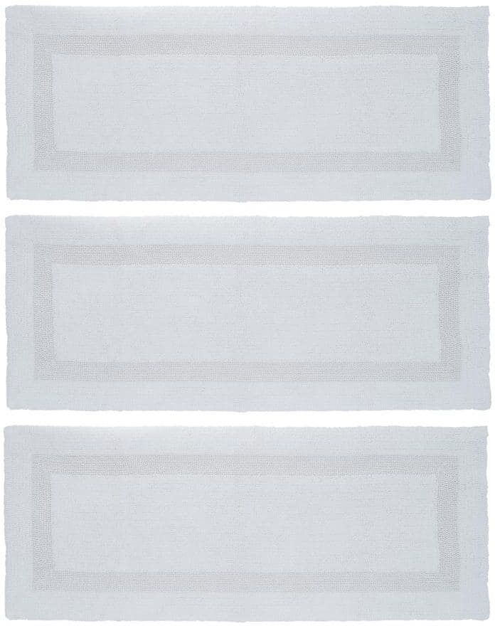 Lavish Home White 3-piece 60x24 Cotton Bath Rug Set