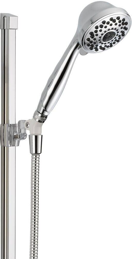 Delta 7-Spray Patterns 1.75 GPM 3.81 in. Wall Mount Handheld Shower Head with Slide Bar in Chrome