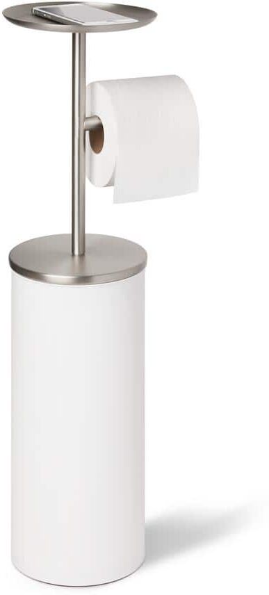 Umbra Portaloo 25 in. Toilet Paper Holder Stand in White-Nickel