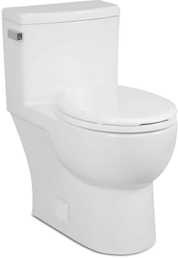 Icera Malibu II 1-piece 1.28GPF Single Flush Round-Front Toilet in White, Seat Included