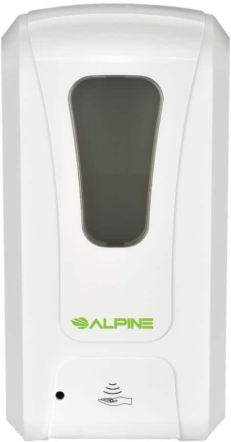 Alpine 40 oz. Wall Mount Automatic Soap and Gel Hand Sanitizer Dispenser in White