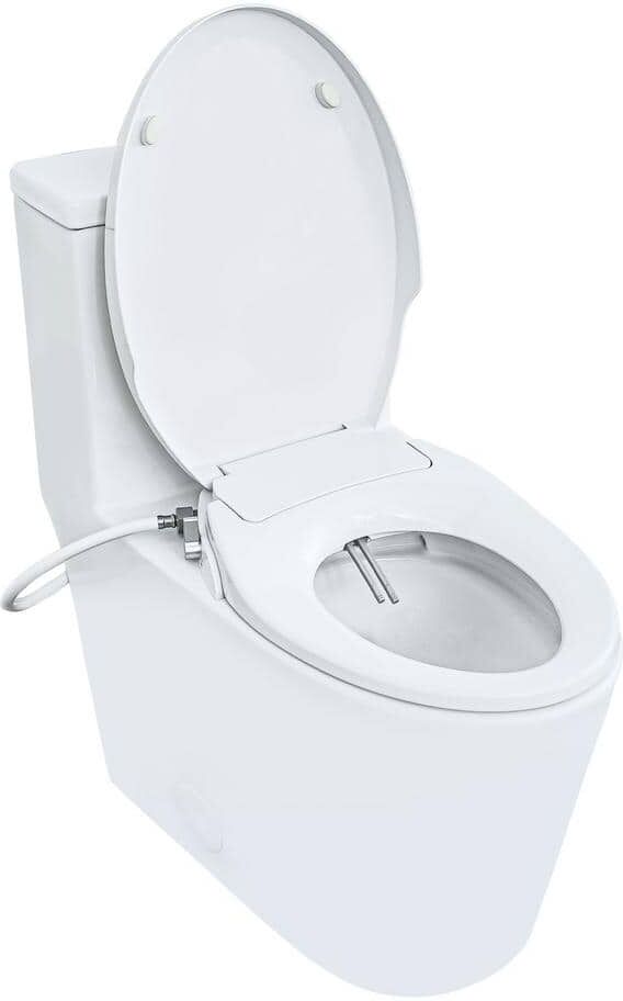 Casta Diva Elongated Bidet Toilet Combo Dual Flush 0.9/1.28 GPF in White with Non-Electric Bidet Seat