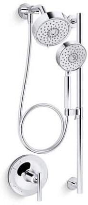 KOHLER Purist 3-Spray Dual Wall Mount Fixed and Handheld Shower Head 2.5 GPM in Polished Chrome