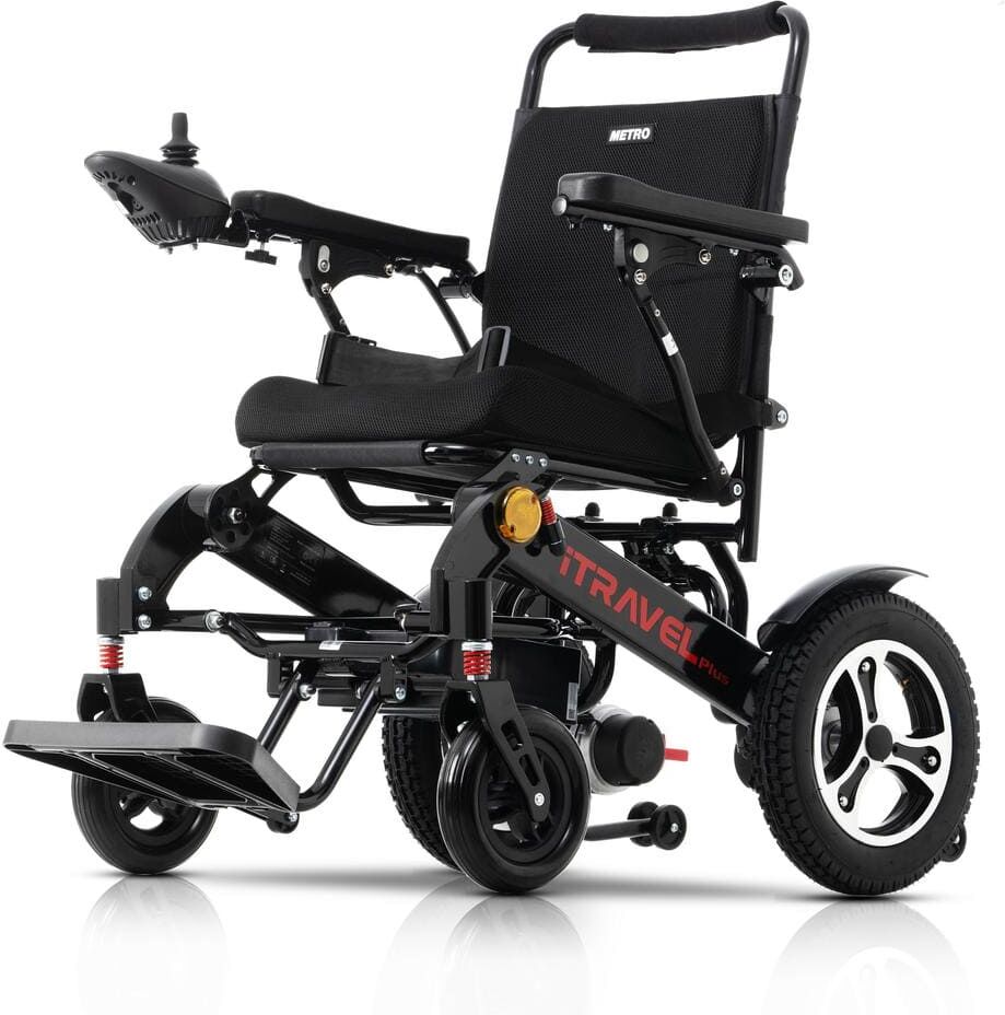 Aoibox Intelligent Lightweight Foldable Electric Wheelchairs with Anti-tip Wheels and Electromagnetic Brake System in Black