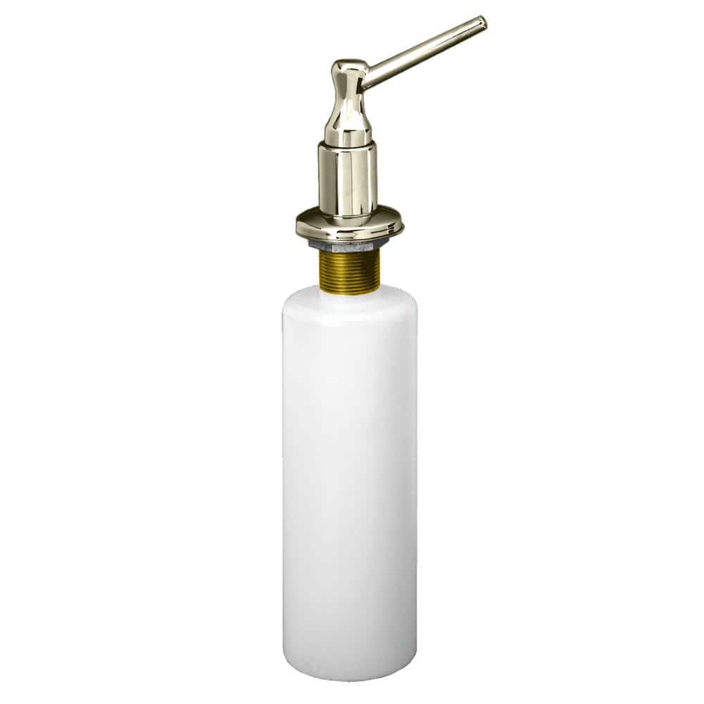 Westbrass Kitchen Sink Deck Mount Liquid Soap/Hand Sanitizer Dispenser with Refillable 12 oz Bottle in Polished Nickel