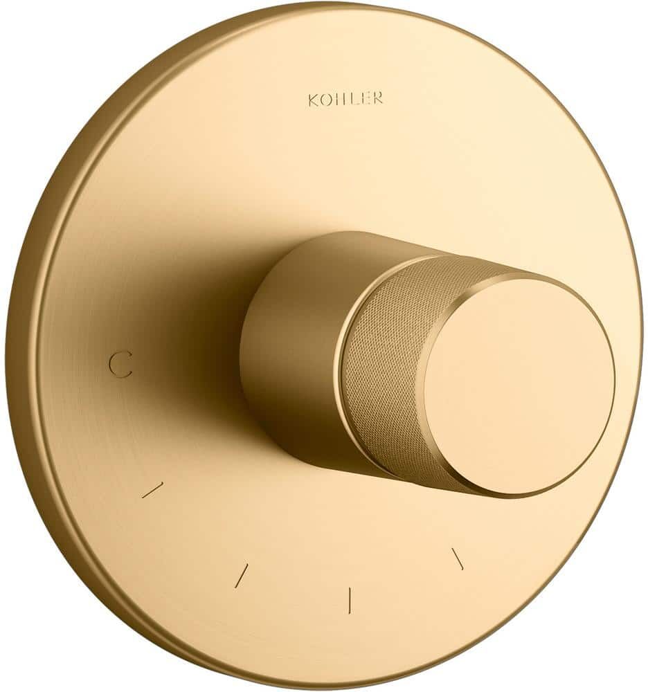 KOHLER Components 1-Handle Thermostatic Valve Trim Kit in Vibrant Brushed Moderne Brass (Valve Not Included)