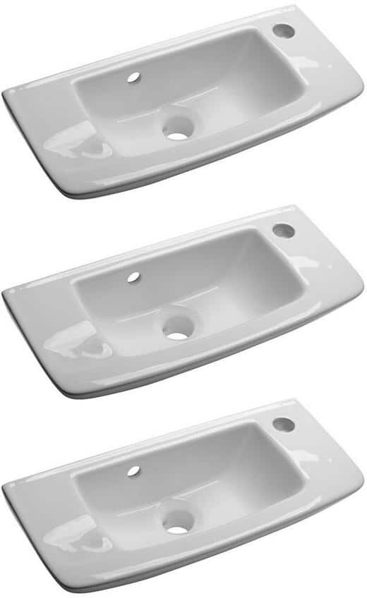 RENOVATORS SUPPLY MANUFACTURING Edgewood Small Wall Mount Bathroom Sink 20 in. White Ceramic Rectangular Sink with Overflow (Set of 3)