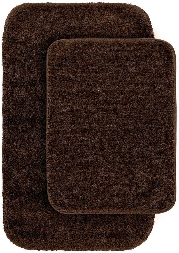 Garland Rug Traditional Chocolate 21 in. x 34 in. Washable Bathroom 2 -Piece Rug Set