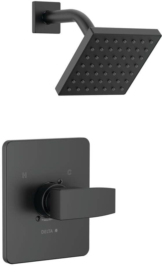 Delta Modern Angular 1-Handle Wall Mount Shower Only Trim Kit in Matte Black (Valve Not Included)