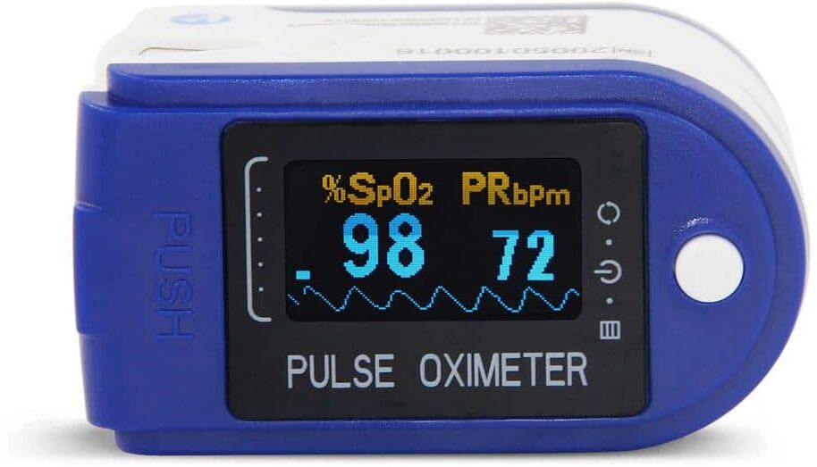 Aoibox Fingertip Pulse Oximeter Blood Oxygen SPO2 Heart Rate O2 Patient Monitor, Battery Operated-Blue