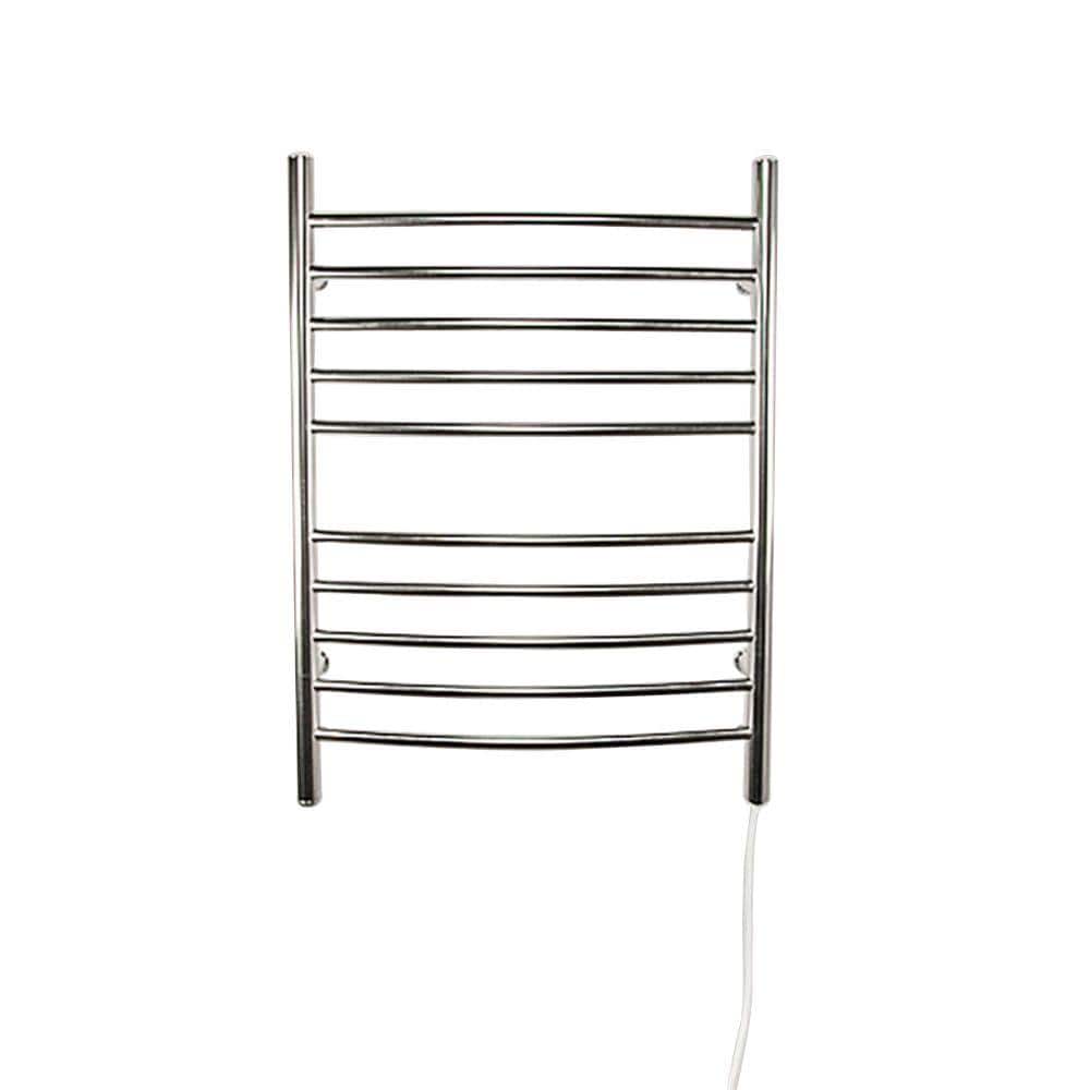 Amba Radiant Curved 10-Bar Plug-In Electric Towel Warmer in Brushed Stainless Steel